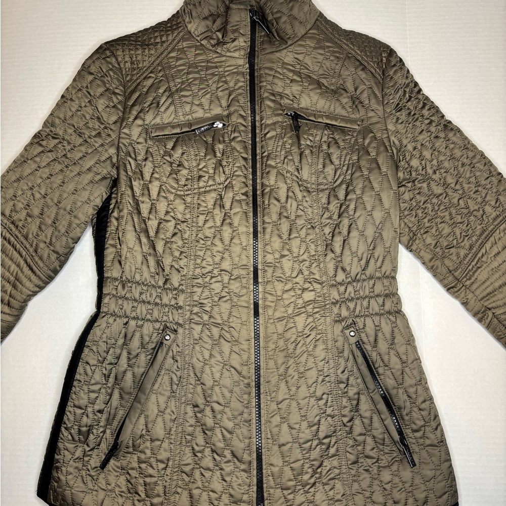 Laundry By Shelli Segal Brown Utility Jacket Quilted Design Size S